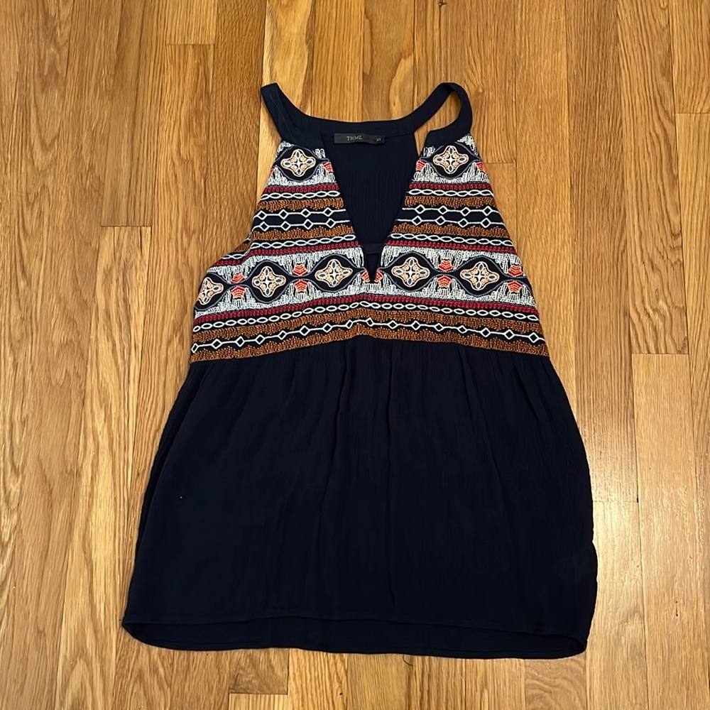 THML embroidered tank top navy blue size XS‎